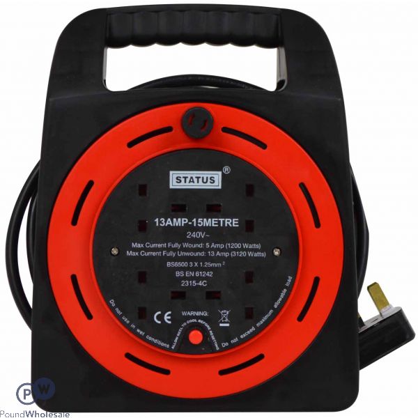 15m 4 Socket Extension Reel 