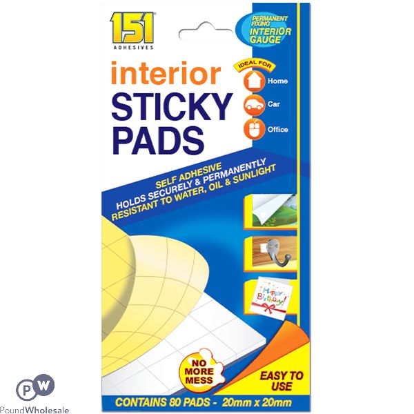 151 Self-Adhesive Interior Sticky Pads 80 Pack