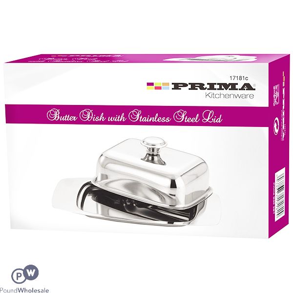 Prima Stainless Steel Butter Dish With Lid Set