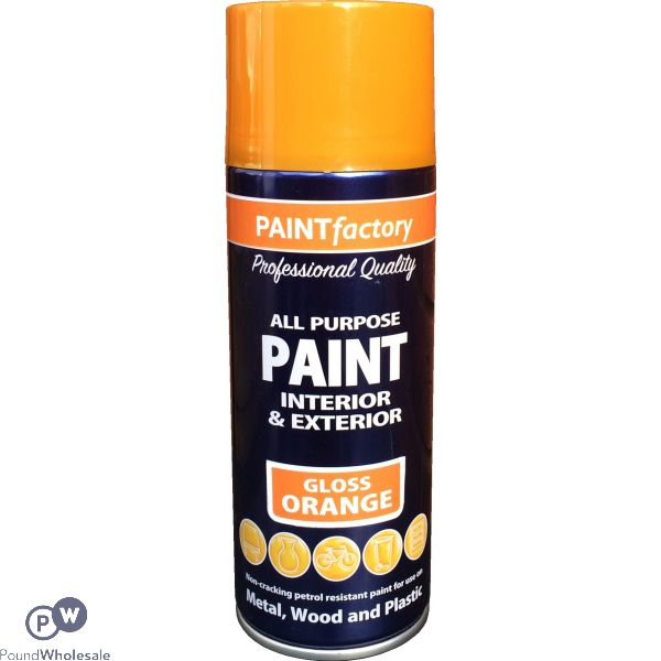 All Purpose Orange Gloss Spray Paint 400ml (metal,wood And Plastic)