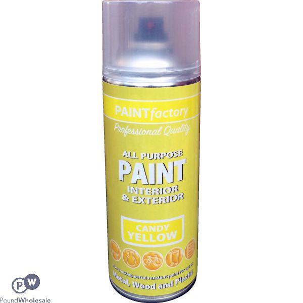 All Purpose Candy Yellow Spray Paint 400ml Non Cracking Petrol Resistance (metal,wood And Plastic)