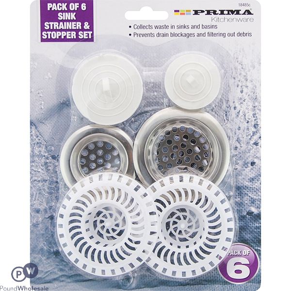 Prima Sink Strainer & Stopper Set 6 Pack