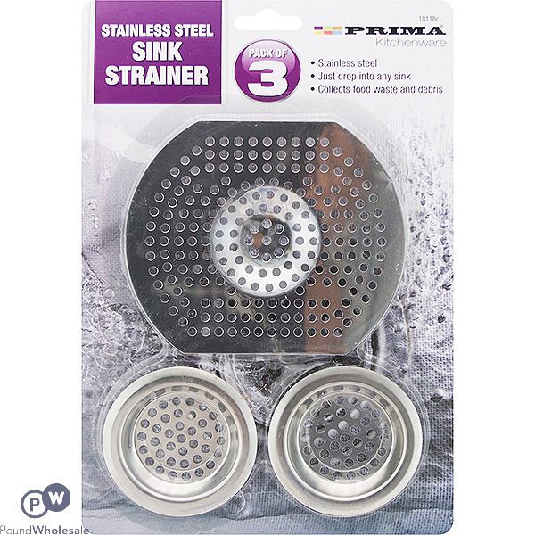 Prima Stainless Steel Sink Strainer 3 Pack