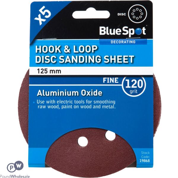 Bluespot 140mm 5 Pack 120 Grit Detail Sanding Disc