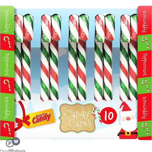 Keep It Candy Christmas Red & Green Peppermint Candy Canes 10 Pack