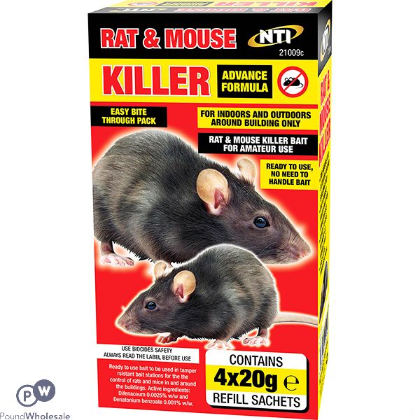 Rat & Mouse Killer 4 X 20g Sachets Cdu