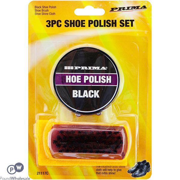 Prima Black Shoe Polish Set 3pc