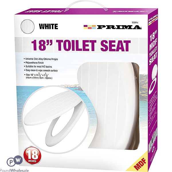 Prima MDF White Grooved Toilet Seat 18"