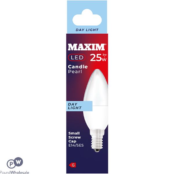 Maxim 3W=25W Candle Pearl Day Light E14 SES LED Light Bulb