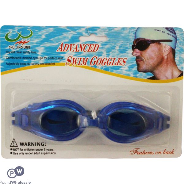 Advanced Swimming Goggles - Crystal Clear Lens, Molded Eye Cups, Adjustable Strap