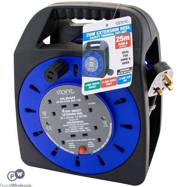 Elpine 4 Way 13A Cable Extension Reel 25m 