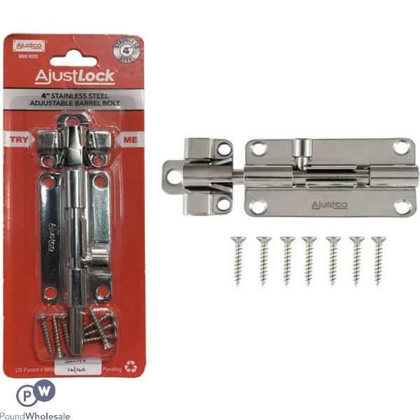 Ajustlock 4" Stainless Steel Adjustable Barrel Bolt