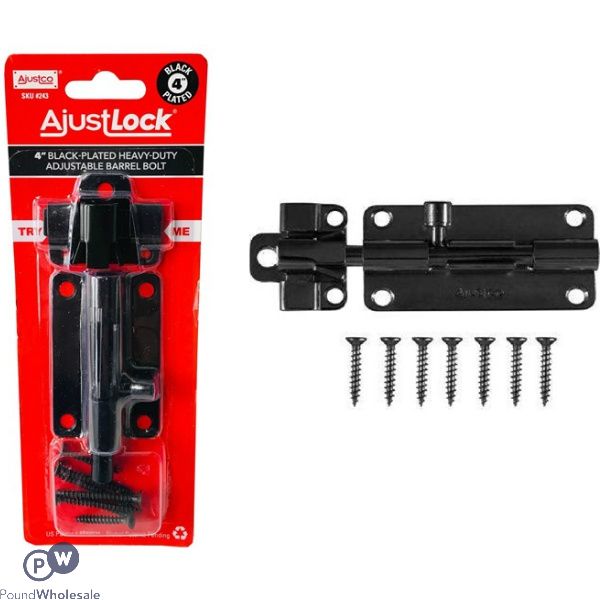 Ajustlock 4" Black-plated Heavy Duty Adjustable Barrel Bolt