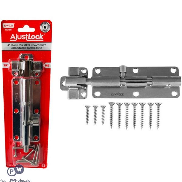 Ajustlock 6" Stainless Steel Heavy Duty Adjustable Barrel Bolt