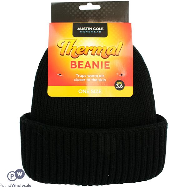 Austin Cole Men's Black Thermal Beanie Hat