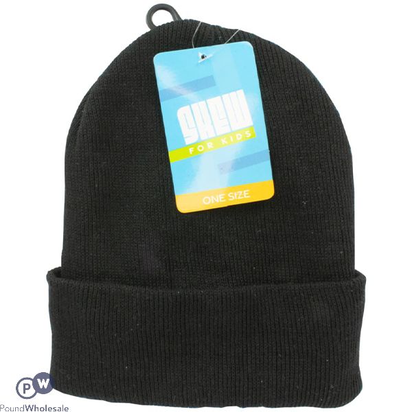 Kids Black Beanie Hat