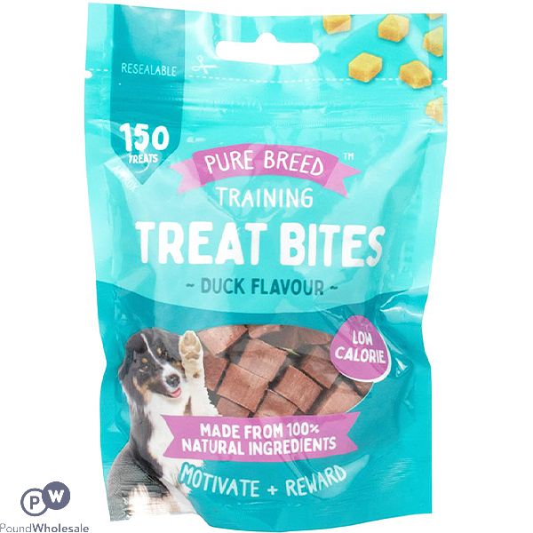 Pure Breed 100% Natural Duck Training Dog Treat Bites 150 Pack