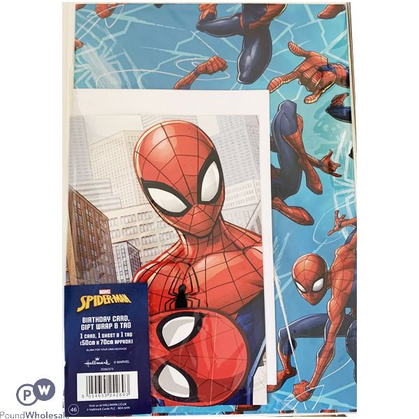 Marvel Spider-Man Birthday Card Gift Wrap Set