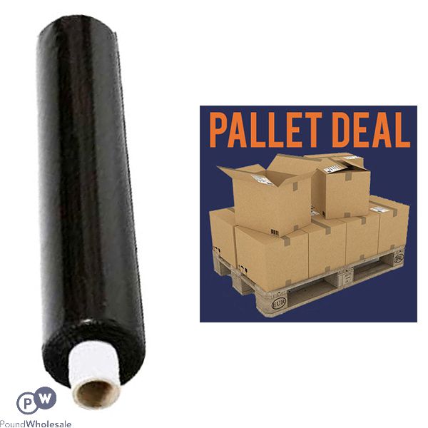 Heavy Duty 20 Microns Black Pallet Shrink Pallet Wrap 400mm X 200M Pallet Deal