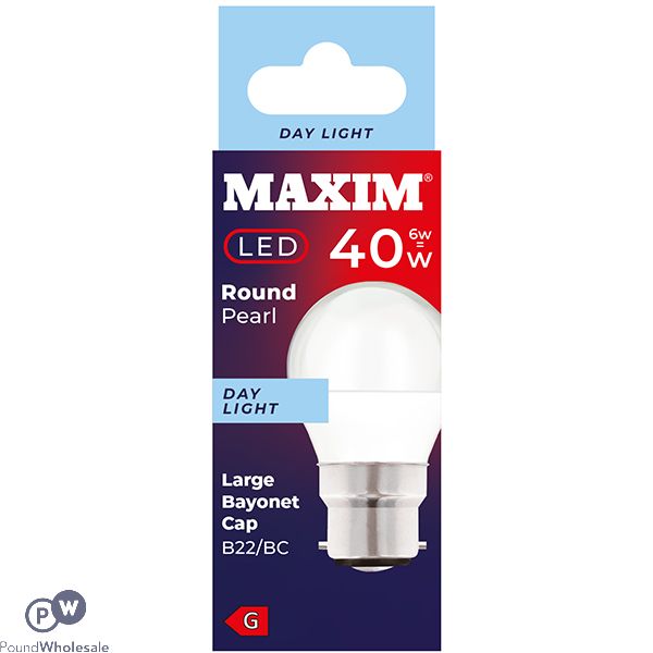 Maxim 40w-6w Round Pearl Day Light B22/bc Led Light Bulb