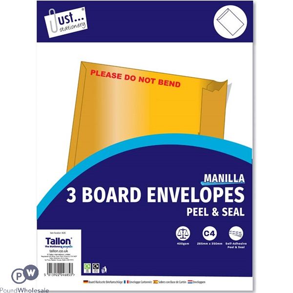 Just Stationery Board Envelopes 3 Pack 265 X 350mm