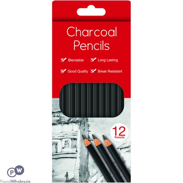 Charcoal Black Pencils 12 Pack