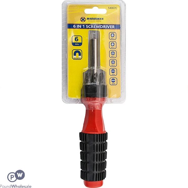 Marksman 6-in-1 Screwdriver Set With Pozi, Phillips & Flat Bits