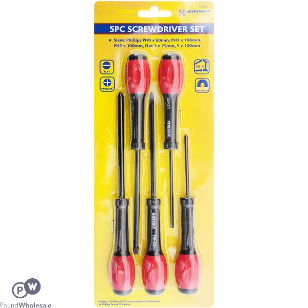 Marksman Flat & Phillips Screwdriver Set 5pc