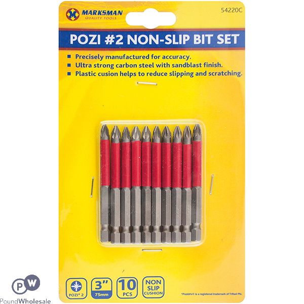 Marksman Pozi #2 Non-slip Bit Set 10pc