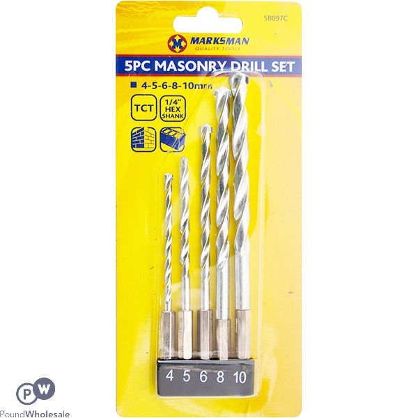 Marksman 1/4" Hex Masonry Drill Bit Set 5pc