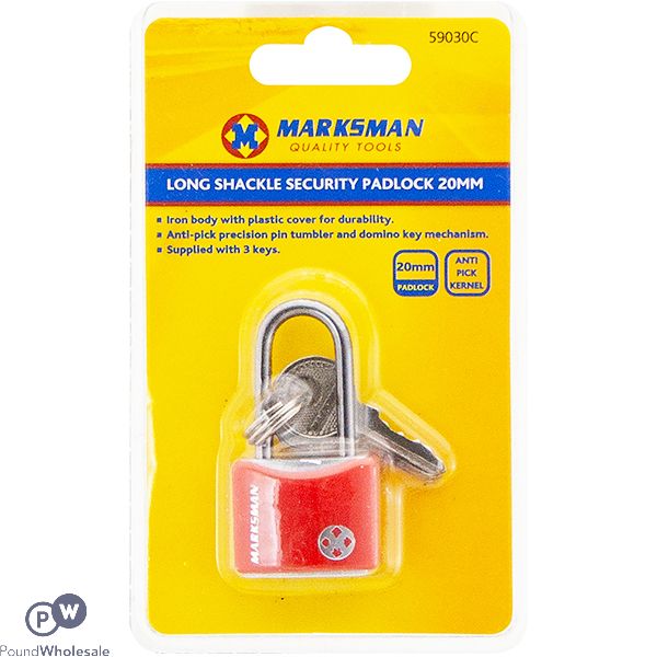 Marksman Long Shackle Iron Security Padlock 20mm