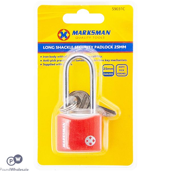 Marksman Long Shackle Iron Security Padlock 25mm