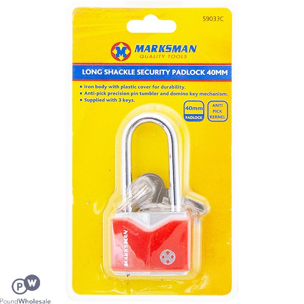 Marksman Long Shackle Iron Security Padlock 40mm