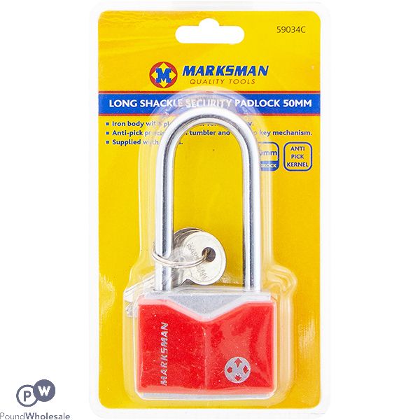 Marksman Long-shackle Iron Rhombic Padlock 50mm