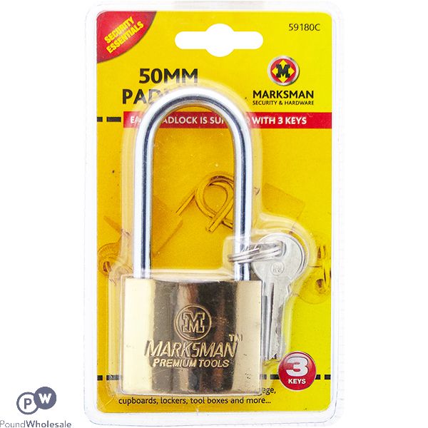 Marksman Long Beam Brass-coated Padlock 50mm