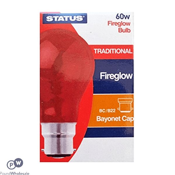 Status 60W Bayonet Cap Gls Fireglow Light Bulb CDU