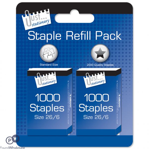 Just Stationery 26/6 Staple Refill 2 X 1000pc