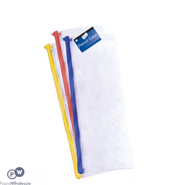 Just Stationery Clear Exam Pencil Case 13" Assorted Colours