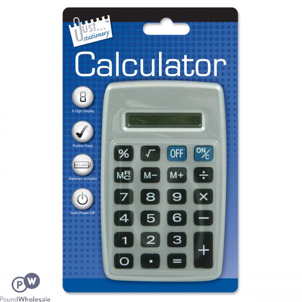 Just Stationery Black & Silver Pocket Calculator