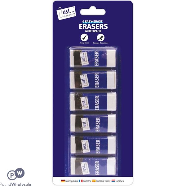 Just Stationery Smudge Resistant Eraser 6 Pack