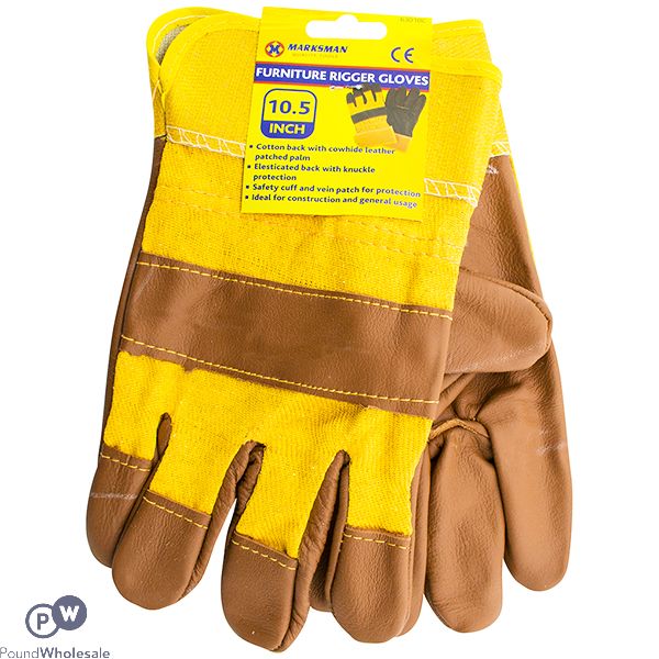 Marksman Leather Furniture Orange/Brown Rigger Gloves 10.5"