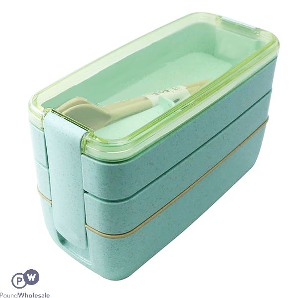 Eco Bamboo Fibre Green 3 Layer Lunch Box