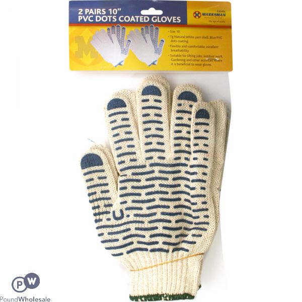 Marksman 10" Pvc Dots Coated Gloves 2 Pairs