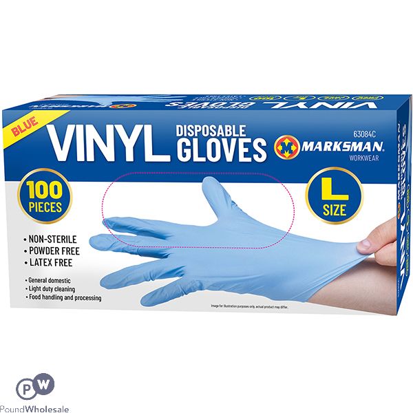 Marksman Blue Vinyl Gloves Large 100pc