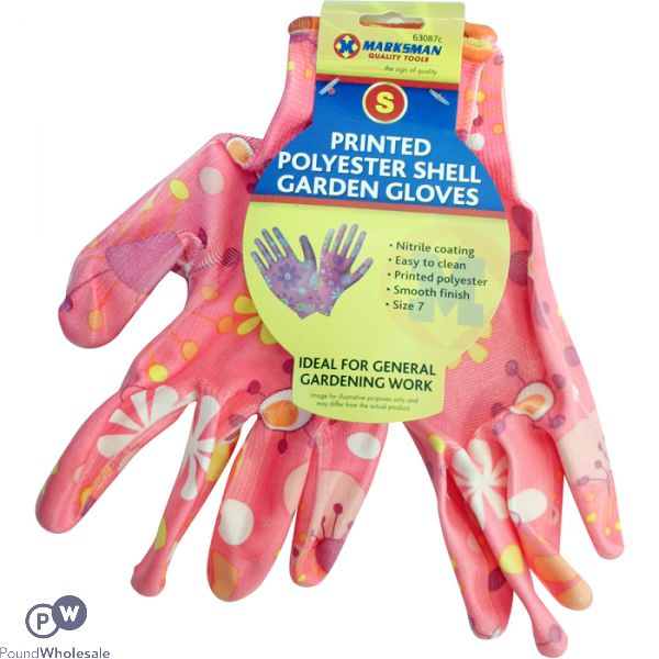 Marksman Printed Polyester Shell Garden Gloves Small