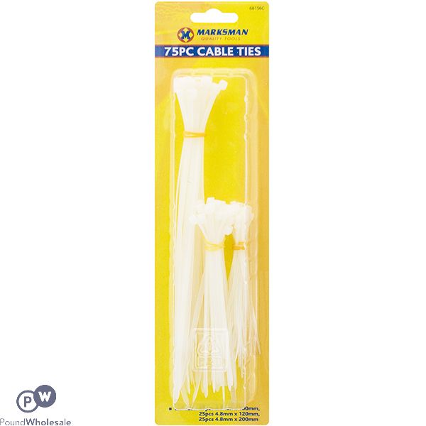 Marksman Clear Nylon Cable Ties Set 75pc