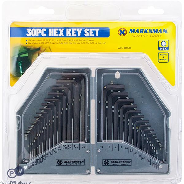 Marksman Metric & Imperial Hex Key Set 30pc
