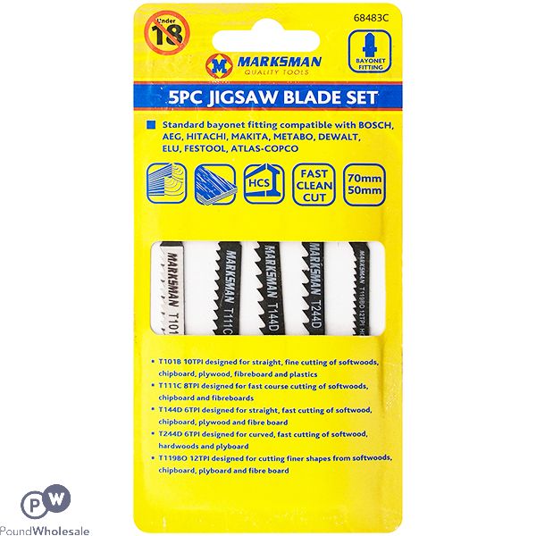 Marksman Bayonet Hcs Jigsaw Blade Set 5pc