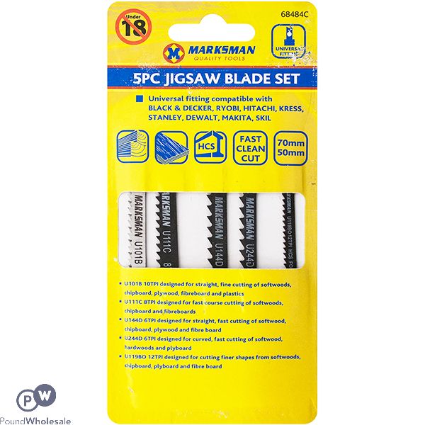 Marksman Universal HCS Jigsaw Blade Set 5pc