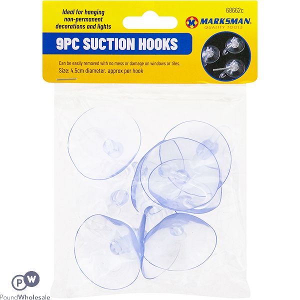 Marksman Clear Suction Hooks 4.5cm 9pc
